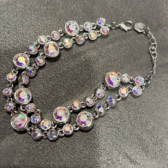 TCS Touchstone Crystal Double Bracelet Aurora Borealis - Silver Finish - Picture 3 of 5